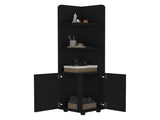 Malibu 62" Tall Double Door Corner Linen Cabinet with Four Shelves B070P210744