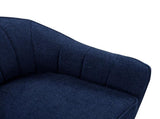 Mid-Century Modern Accent Chair 1pc Blue Chenille Fabric Upholstered Channel Stitched Back Brown B011P182507