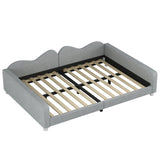 Full size Upholstered Daybed, Sherpa Fabric Sofabed with Cloud-Shaped Backrest, No Box-spring N733P234605E