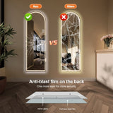 65" x 21" Arch Design LED Full Length Mirror ,Dimmable, High Definition & Explosion-Proof, W2709P242456