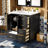 30'' Bathroom Vanity with Ceramic Sink Combo, Solid Wood Frame Bathroom Storage Cabinet, N710P194420B