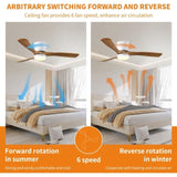 52 inch White Wood Ceiling Fans Lights and Remote, Modern Flush Mount Low Profile Ceiling Fan W2352P309353