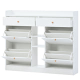 ON-TREND Modern Tipping Bucket Shoe Cabinet with 4 Flip Drawers, Multifunctional WF300851AAK