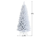6 Feet White Artificial Christmas Pencil Tree with Folding Metal Stand 40601858
