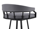 Palmdale 30" Swivel Slate Gray Faux Leather and Black Metal Bar Stool B2736P268591