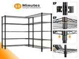 58''W Adjustable Storage Shelves 1500LBS NSF Wire Shelving Unit 5 Tier Metal Shelving for Storage 27764332