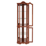 Corner Curio Cabinet with Lights, Adjustable Tempered Glass Shelves, Mirrored Back, Display W1693P171662