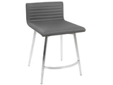Mason Contemporary Swivel Counter Stool in Stainless Steel, Walnut Wood, and Grey Faux Leather by B202P222087
