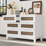 Rustic Farmhouse Style Wooden Dresser with 6 Drawers, Storage Cabinet for Bedroom with Metal WF530908AAK