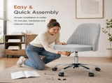 Comfy Office, Adjustable Swivel Desk with Wheels, Wide Seating, Modern Fabric Vanity 81207517