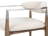 Artemis Mixed Material Upholstered Dining Arm Chair, Warm White Chenille B2719P269267