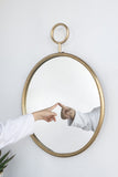 26" x 32" Circle Wall Mirror with Gold Metal Frame, Accent Mirror for Living Room, Entryway, Office W2078124344