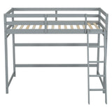 ZNTS Twin Size High Loft Bed with inclined Ladder, Guardrails,Grey W504P143320