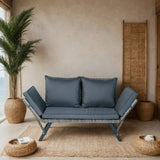 1 PCS Patio Wicker Side Foldable Bench Patio Backyard Conversation Bench Grey Wicker Dark Grey W329P285874