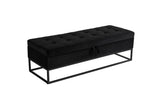 58.6" Bed Bench Metal Base with Storage Black Velvet W1097119560