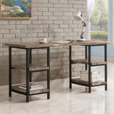 Salvaged Cabin and Black 4-Shelf Writing Desk B062P153661
