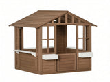 Kids Wooden Outdoor Playhouse, Garden Cottage with Flower Pot Holder & Working 08972095