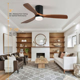 52 Inch Indoor Ceiling Fan With Lights 3 Solid Wood Fan Blade Noiseless Reversible Motor Remote KBS-52144