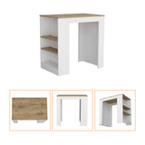 Kitchen Island Doyle, Three Side Shelves, White and Light Oak Finish B092123132