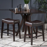 26" Contemporary Upholstered Saddle Counter Stool with Nailhead Trim , Dark Brown 62474.00PU