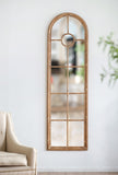 24x79" Half-Round Elongated Mirror with Decorative Window Look Classic Architecture Style Solid Fir W2078126755