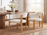 2 sets of upholstered dining chairs, cotton and linen fabric, 3-inch foam seat cushion, curved W2920P532235