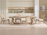 French Country Dining Chairs Set of 2, Upholstered Chairs with Nature Rattan Fan-shaped Back, Wire W3426P324538