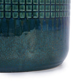 Handmade Green Glazed Ceramic Planter Set of 3, 10" 8" 6" Diameter, Square Grid Pattern, for W3273P322259