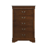 ZNTS Traditional Design Bedroom Furniture 1pc Chest of 5x Drawers Brown Cherry Finish Antique Drop B01165028