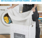 ZNTS Laundry Hamper with Lid Laundry Basket with Handles Liner Bag Paper Woven Hampers for Laundry 37252677