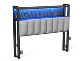 Twin Size Headboard with Pegboard Storage Shelf, Adjustable Upholstered Backrest, LED Light Strip & 91606470