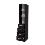 Pion Bathroom Linen Cabinet with Glass Door and Drawers, Wengue B128P287528