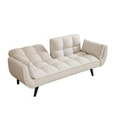 57 inch beige sofa soft two armrests throw pillow pillow comfortable fit apartment bedroom small W1658135109