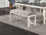 ZNTS Dining Room Furniture 1x Bench Gray Fabric Cushion Seat White Clean Lines B01163921