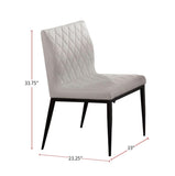 Ivory Leatherette 2pcs Side Chairs Dining Room Furniture Black Metal frame Padded Seat Dining Chair B011P214980