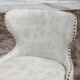 Nevis Mid-century Modern Faux Leather Tufted Nailhead Trim Counter Stool Set of 2, Off-White T2574P165099