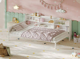 Twin Size Wood Single Bed with Large Multi-compartment Storage Headboard Bookshelf, Simple W5767P546865