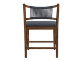 Arno Indoor Upholstered Wooden Counter Stool, Walnut Finish with Charcoal Upholstery and Black Rope, N775P366302B