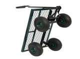 86*46*97cm Garden Iron Wood Four Wheel Square Garden Wagon Green 50097362