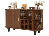 39" Fluted Liquor & Coffee Bar with 6 Wine Racks and 3 Glass Holders, Mid-Century Modern Bar 61879634