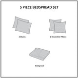 5 Piece Reversible Jacquard Bedspread Set Blue Queen B03597646