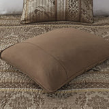 6 Piece Jacquard Quilt Set with Throw Pillows Brown/Gold King/Cal King B03597483