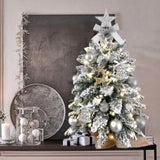 ZNTS 22in Mini Christmas Tree with Light Artificial Small Tabletop Christmas Decoration with Flocked 55611026