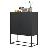 Heavy Duty Metal Buffet Sideboard Modern Steel Storage with 2 Shelves, Free Standing Accent GL-W2735P186336