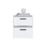 Trivor 2 Drawers Nightstand , End Table, Side Table Metal Handles -White B07092135