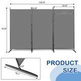 ZNTS FCH 6FT Trifold 160g Polyester Cloth Plastic Foot Carbon Steel Frame Foldable Screen Gray 23785292