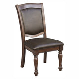 ZNTS Traditional Dining Wooden Side Chairs Set of 2 Brown Cherry Finish Faux Leather Upholstery Home B01149812