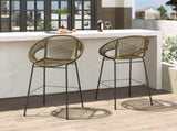 Ferrara Outdoor Patio Green Faux Wicker Barstool, Set of 2 N775P266222G
