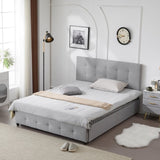 Upholstered Queen Platform Storage Bed Frame with 4 Drawers, Adjustable Headboard with Button Tufted 45724648