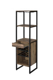 ZNTS Weathered Oak and Black Wine Rack with 1 Drawer B062P184584